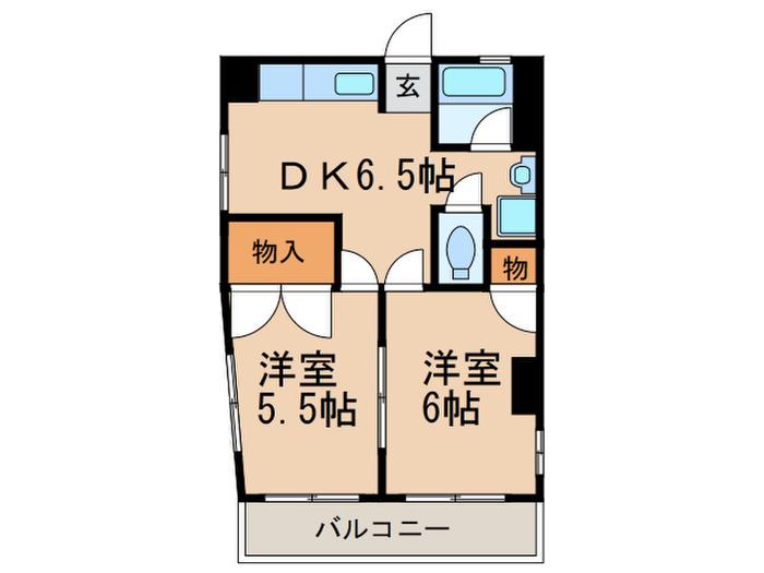 二村マンション(2DK/3階)の間取り写真