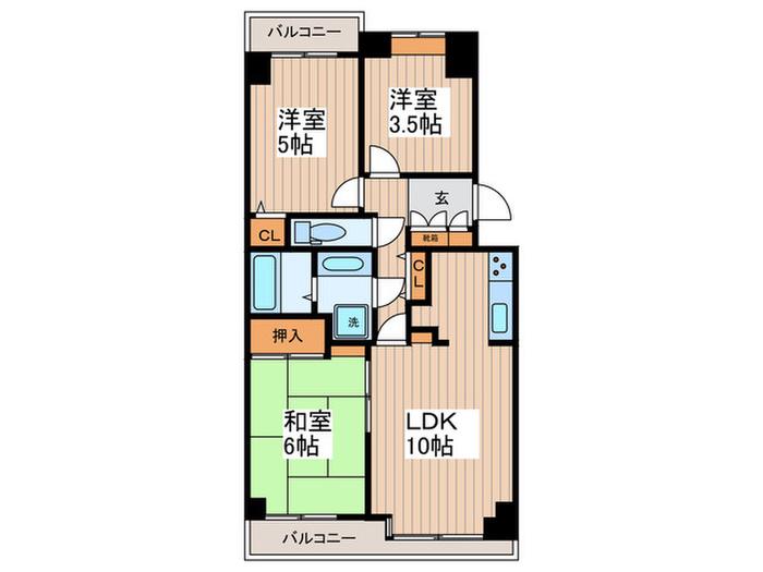 南烏山パークホームズ(3LDK/4階)の間取り写真