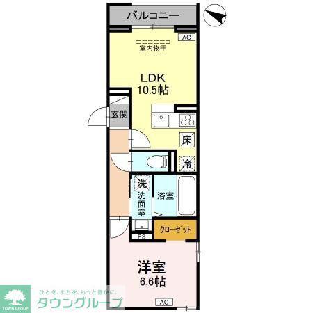 八潮南部西62街区PJ B(1LDK/1階)の間取り写真