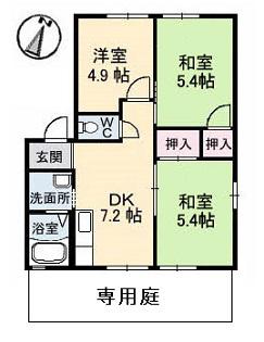 タカセコーポC棟(3DK/1階)の間取り写真