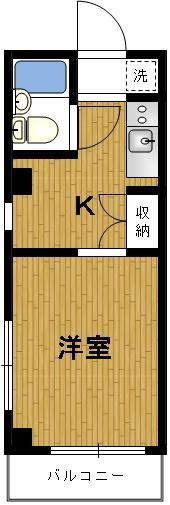 ロザール大宮(1K/6階)の間取り写真