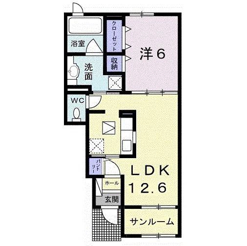 ルポゼA(1LDK/1階)の間取り写真