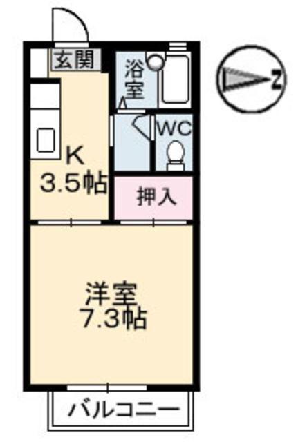 セフィラSSK A棟(1K/2階)の間取り写真