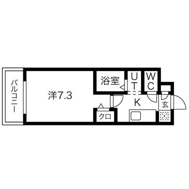 エステート茶屋が坂(1K/3階)の間取り写真