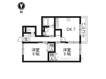 クラールハイム B(2DK/1階)の間取り写真