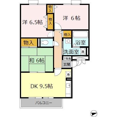 アゼリア21(3DK/1階)の間取り写真