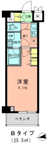 ラフィネ ジュ 大森(1K/5階)の間取り写真