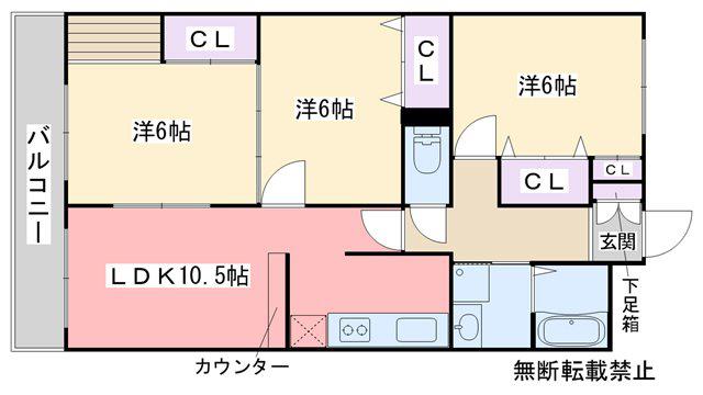 シーグラスももち(3LDK/4階)の間取り写真