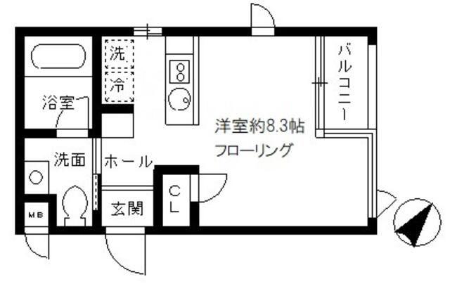 グランアセット月島(ワンルーム/2階)の間取り写真