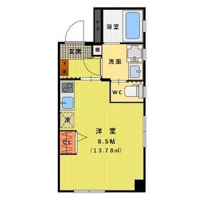 CASA AVENUE OKAZAKI(ワンルーム/1階)の間取り写真