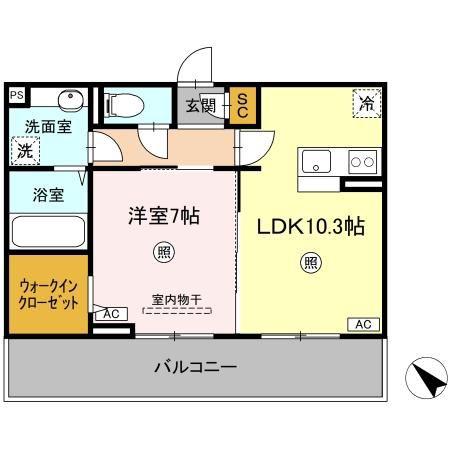 ランドマークII(1LDK/2階)の間取り写真