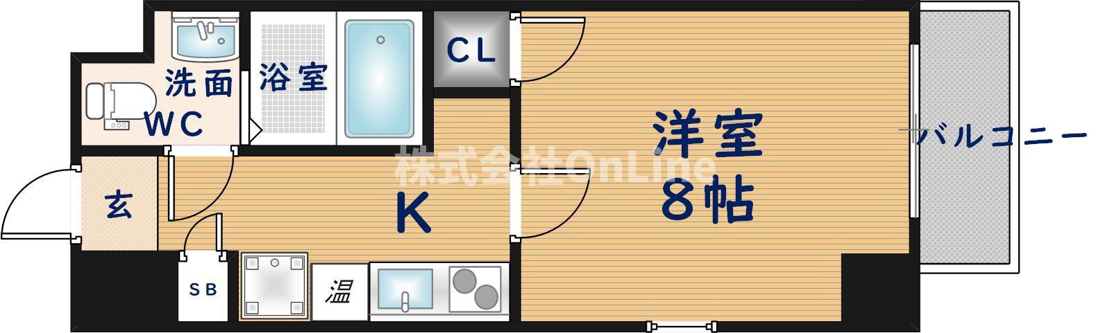 URO勝山(1K/8階)の間取り写真