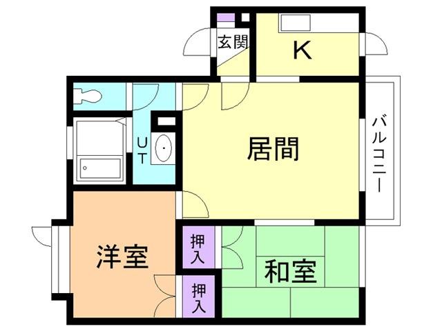 シオンハイツI(2LDK/2階)の間取り写真