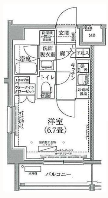 アイルプレミアム横浜ウエスト(1K/4階)の間取り写真