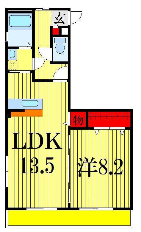 AMOUR久々田(1LDK/2階)の間取り写真
