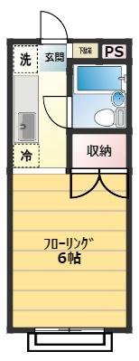 パークサイドグローリー(ワンルーム/1階)の間取り写真