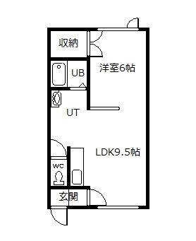ヒノキ西13条A・B(1DK/1階)の間取り写真