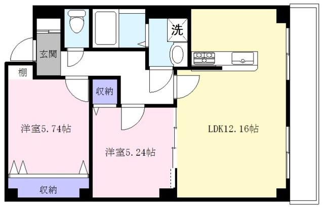 パレスフリージア(2LDK/3階)の間取り写真