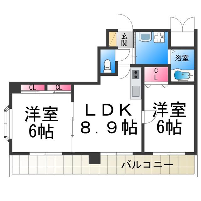 ナニワヒルズ(1LDK/2階)の間取り写真