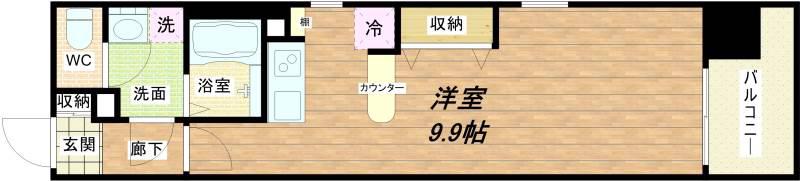 クラウンハイム本町イースト(ワンルーム/7階)の間取り写真