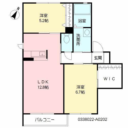 シャーメゾン茶屋の原II  A棟(2LDK/2階)の間取り写真