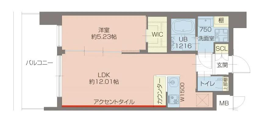 プレジオ玉造(1LDK/11階)の間取り写真