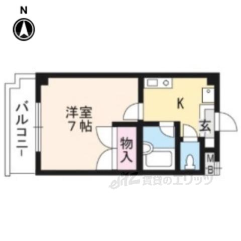 ヴェルメゾン北大路(1K/5階)の間取り写真