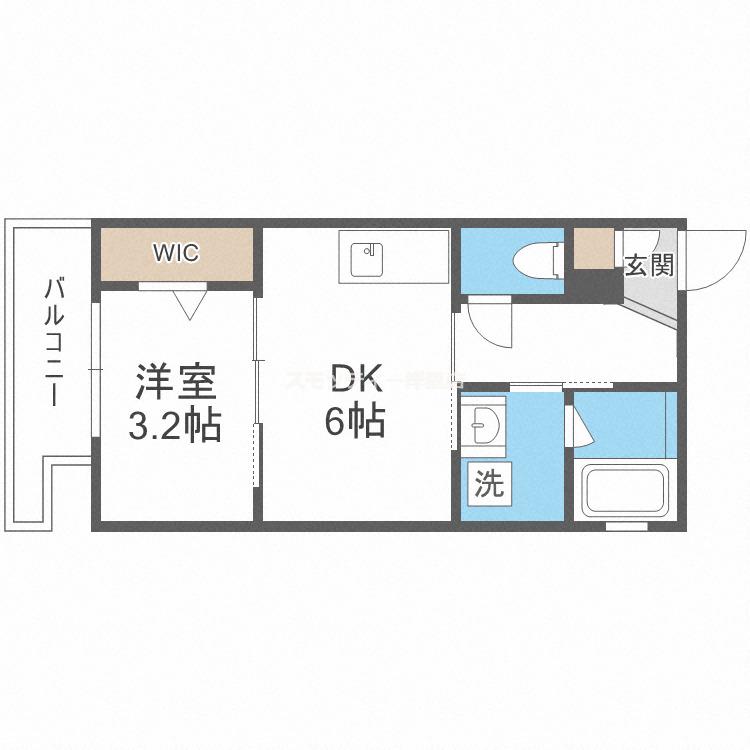 ラシーヌ住吉大社(1DK/2階)の間取り写真