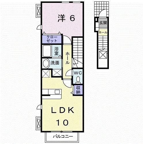 エンパイヤ・ヴィラII(1LDK/2階)の間取り写真