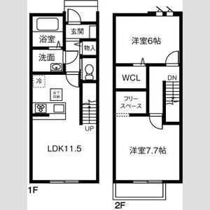 アーバン・ヒルズみやね台(2LDK/1階)の間取り写真