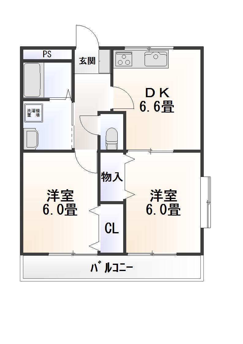 ホットハイムII(2DK/2階)の間取り写真