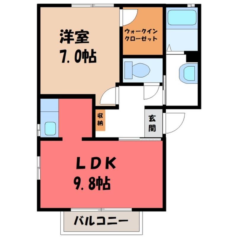 スカイコーポ(1LDK/2階)の間取り写真