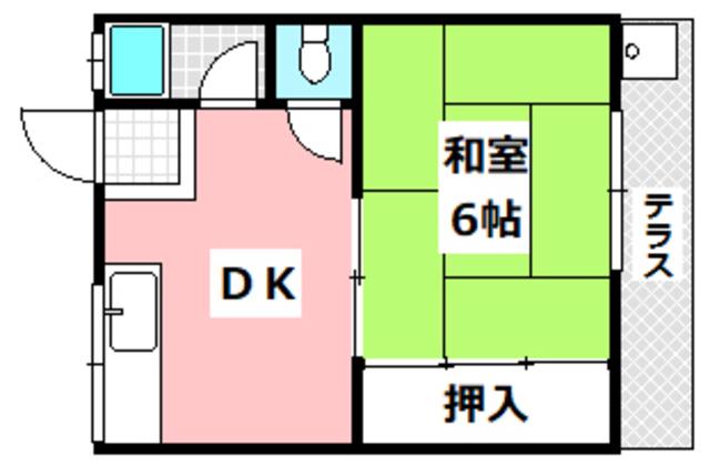 椿ハイツ(1DK/1階)の間取り写真