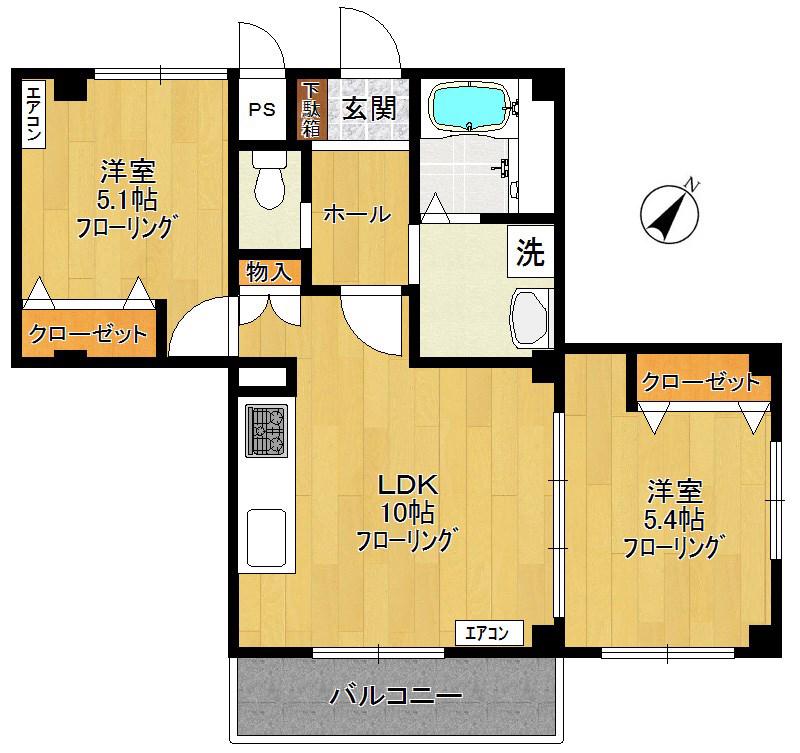 メゾン梨花VI(2LDK/1階)の間取り写真