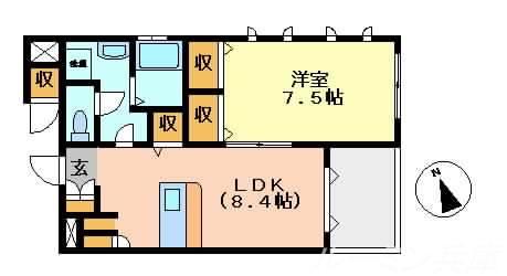 シーパルス舞子(1LDK/4階)の間取り写真