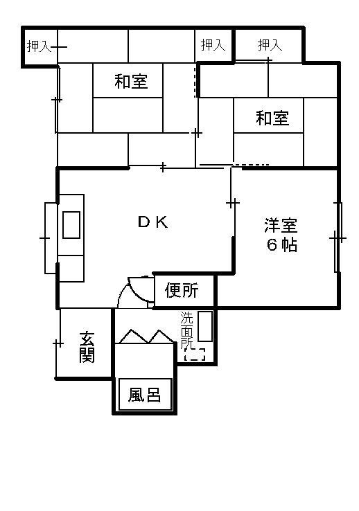 勝山アパート(3DK/1階)の間取り写真