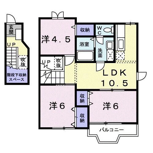 グリーンティエラA(3LDK/2階)の間取り写真
