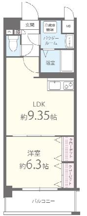 ムーンリバー久留米東町(1LDK/3階)の間取り写真