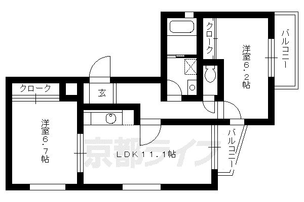 グレースコート山崎(2LDK/3階)の間取り写真
