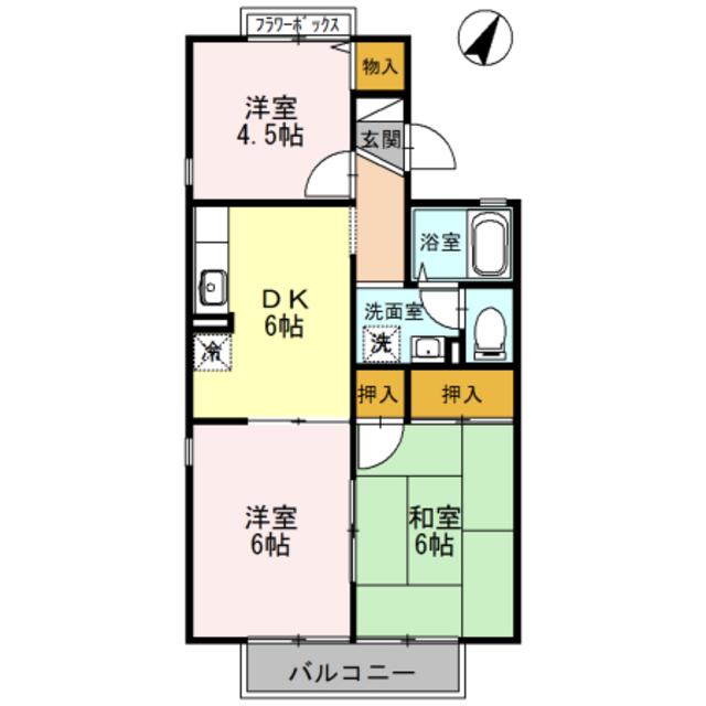 グレイスコート峰塚B棟(3DK/1階)の間取り写真