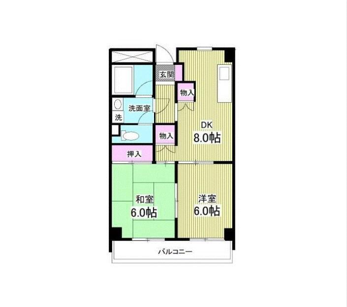 メゾンドアイ弐番館(2DK/5階)の間取り写真