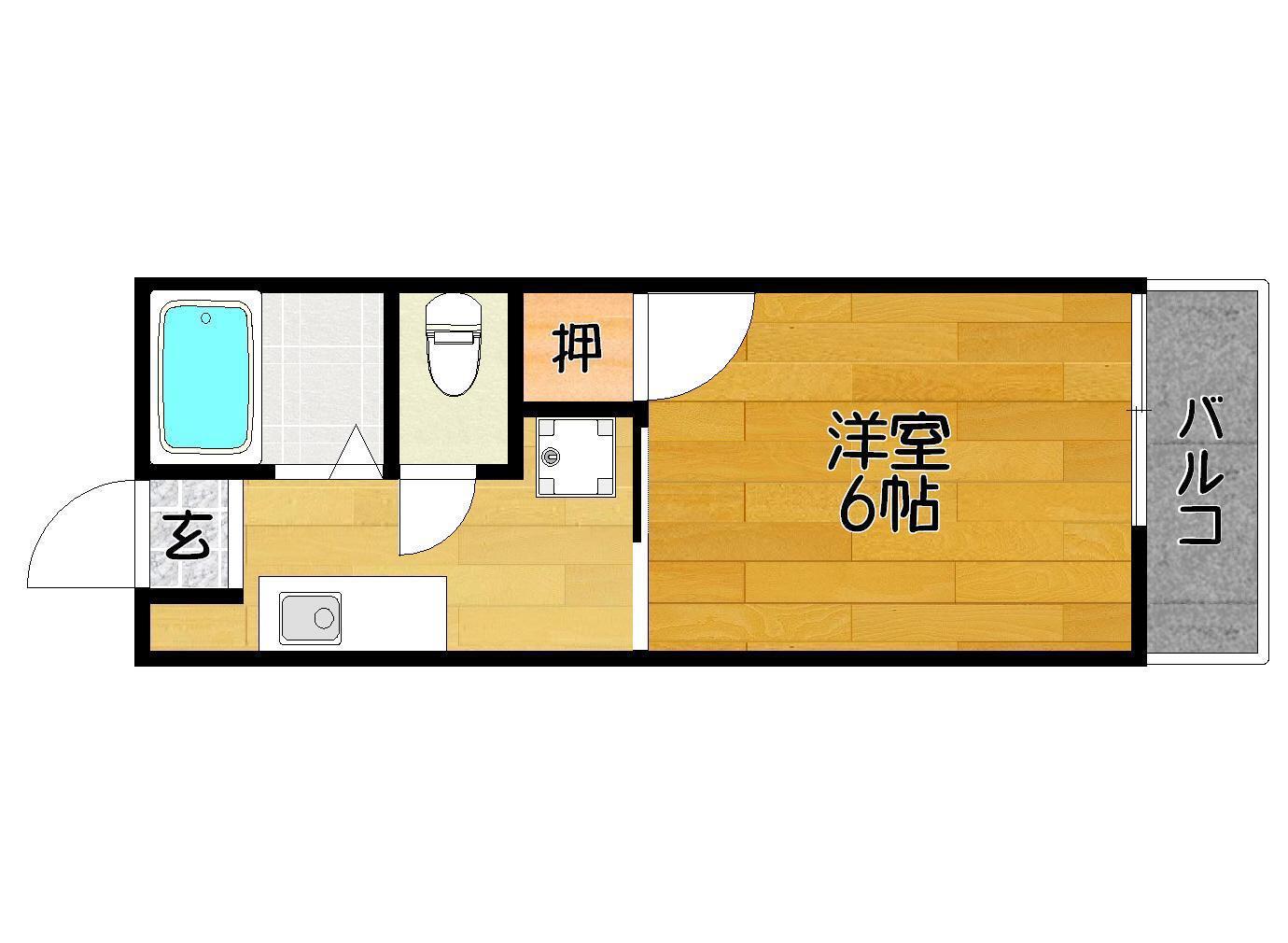 スカイハイツ田中(1K/1階)の間取り写真