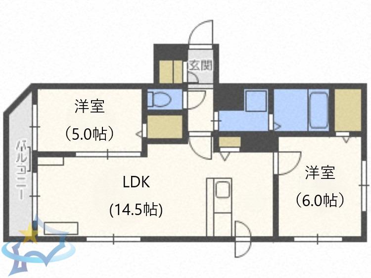 LARGE CASA西町(2LDK/4階)の間取り写真