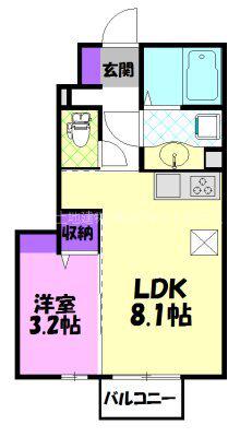 テクノヒルズ C(1LDK/1階)の間取り写真