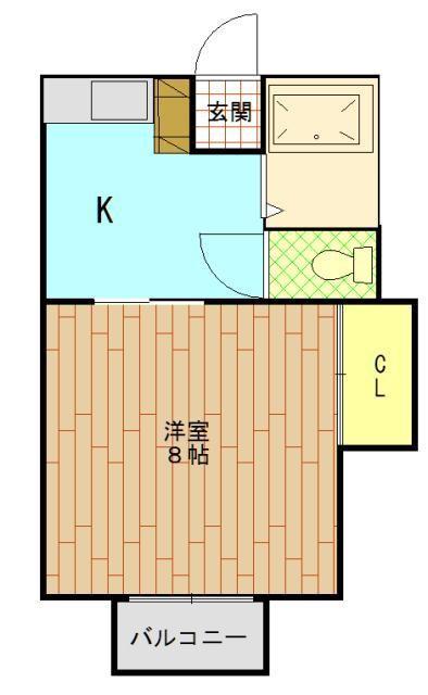 パルテール東仙台(1K/1階)の間取り写真