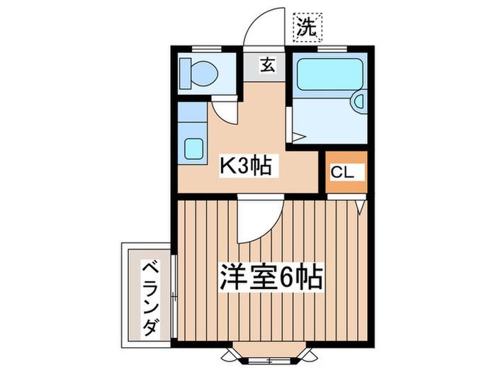 サミーハイツ(1K/2階)の間取り写真