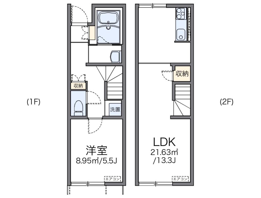 レオネクストムーンヒルズ(1LDK/1階)の間取り写真