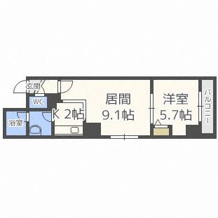 SAPPORO HILLS(1LDK/9階)の間取り写真