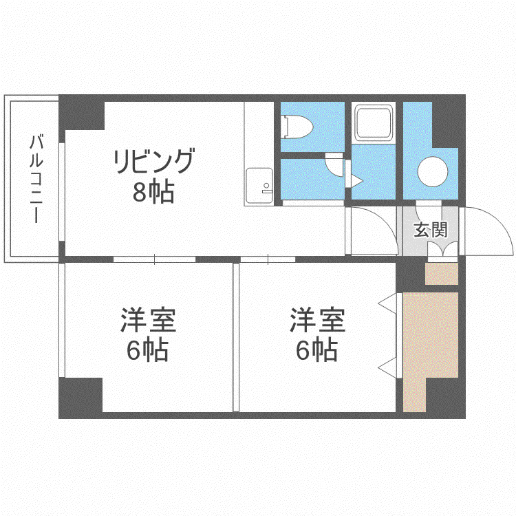 南郷丘ハイツ(2DK/3階)の間取り写真