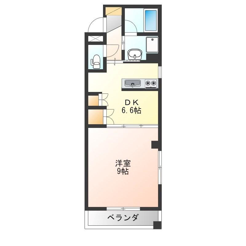 KSヴィレッジ(1DK/6階)の間取り写真